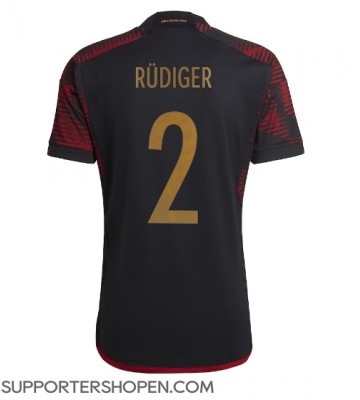 Tyskland Antonio Rudiger #2 Borta Matchtröja VM 2022 Kortärmad